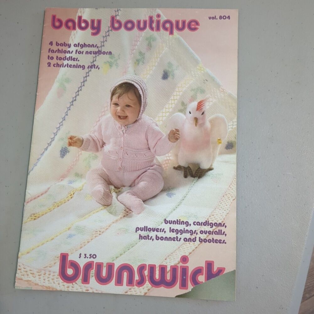 Vintage 1980 Baby Boutique Knit & Crochet Pattern Booklet Afghan Bunting…